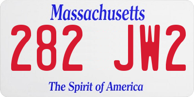 MA license plate 282JW2