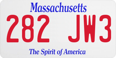 MA license plate 282JW3