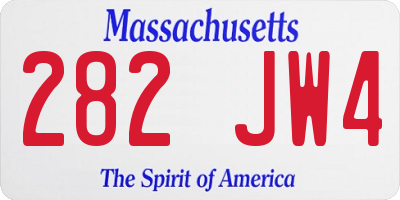 MA license plate 282JW4