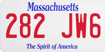 MA license plate 282JW6