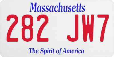 MA license plate 282JW7