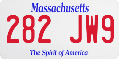 MA license plate 282JW9