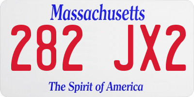 MA license plate 282JX2