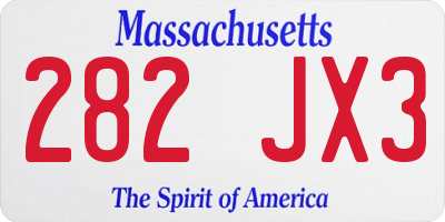MA license plate 282JX3