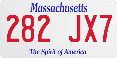 MA license plate 282JX7