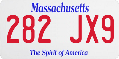 MA license plate 282JX9