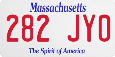 MA license plate 282JY0