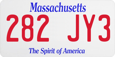 MA license plate 282JY3