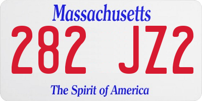 MA license plate 282JZ2