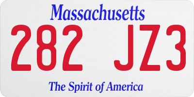 MA license plate 282JZ3