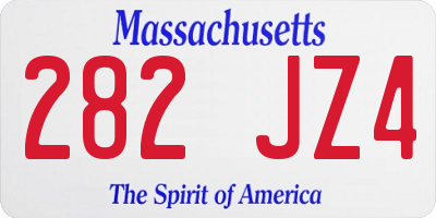 MA license plate 282JZ4