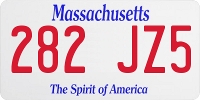 MA license plate 282JZ5