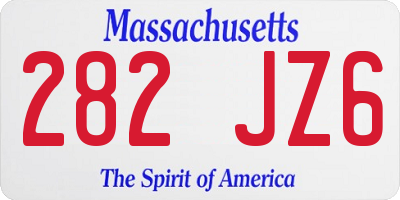 MA license plate 282JZ6