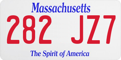 MA license plate 282JZ7