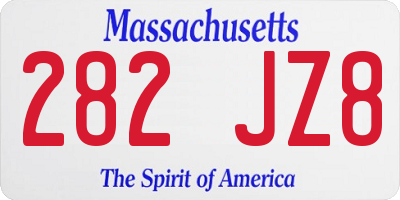 MA license plate 282JZ8