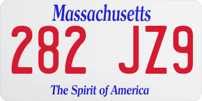 MA license plate 282JZ9