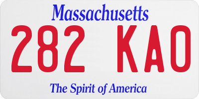 MA license plate 282KA0