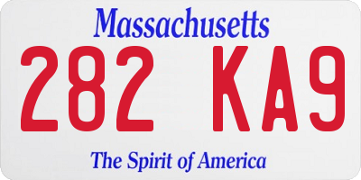 MA license plate 282KA9