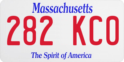MA license plate 282KC0