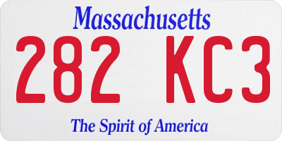MA license plate 282KC3
