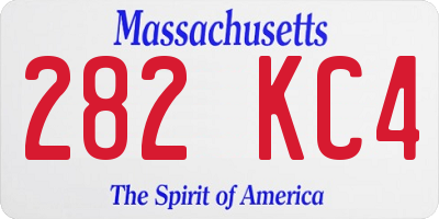 MA license plate 282KC4