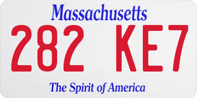 MA license plate 282KE7