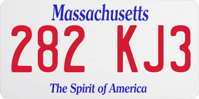 MA license plate 282KJ3