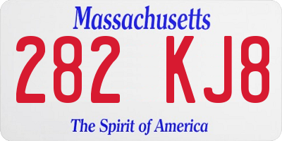 MA license plate 282KJ8