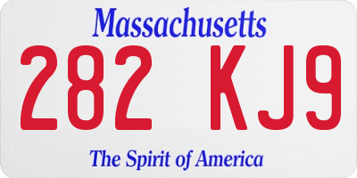 MA license plate 282KJ9