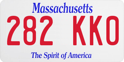 MA license plate 282KK0