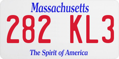 MA license plate 282KL3