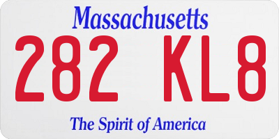 MA license plate 282KL8