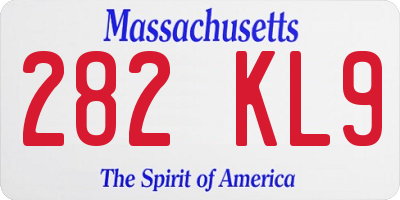 MA license plate 282KL9