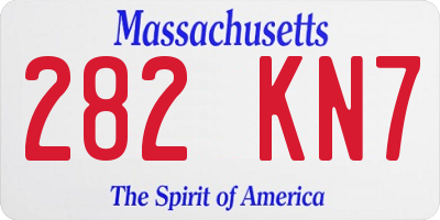 MA license plate 282KN7