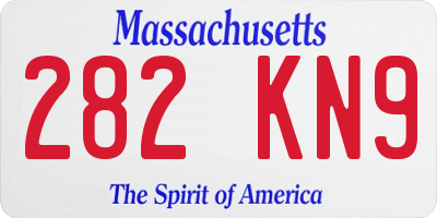 MA license plate 282KN9
