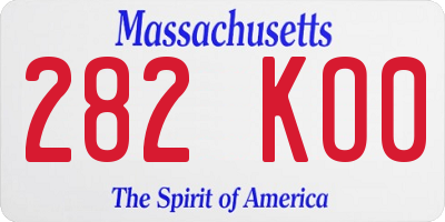 MA license plate 282KO0