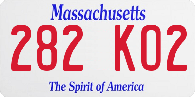 MA license plate 282KO2