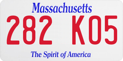 MA license plate 282KO5