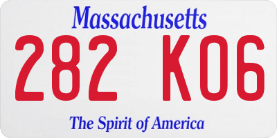 MA license plate 282KO6