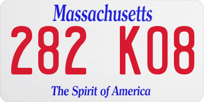 MA license plate 282KO8