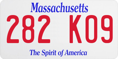 MA license plate 282KO9