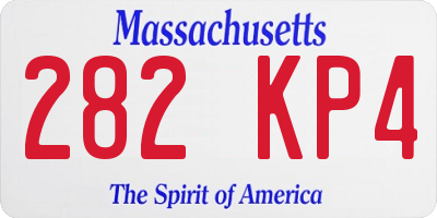 MA license plate 282KP4