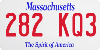 MA license plate 282KQ3