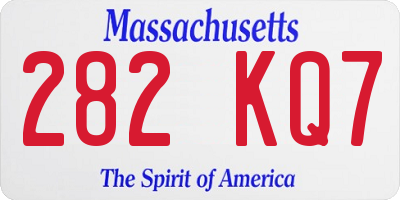 MA license plate 282KQ7