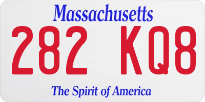 MA license plate 282KQ8