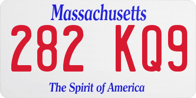 MA license plate 282KQ9