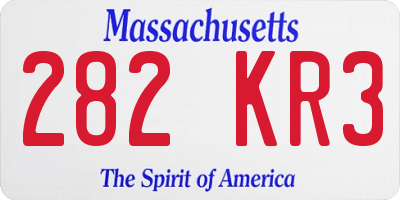 MA license plate 282KR3