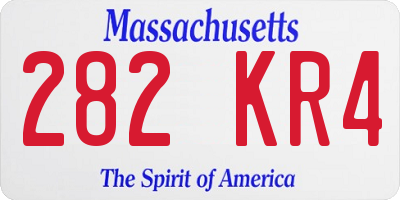 MA license plate 282KR4
