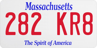 MA license plate 282KR8