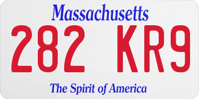 MA license plate 282KR9